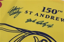 John Daly & John Daly Jr Signed 2022 OPEN Championship at St Andrews Yellow Flag JSA ALOA