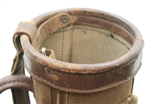 Vintage Brown Leather & Canvas Stove Pipe Golf Bag