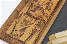 Pair of c.1900 Era 'The Vardon Grip' Golf Gloves in a Pyrography Golf Box