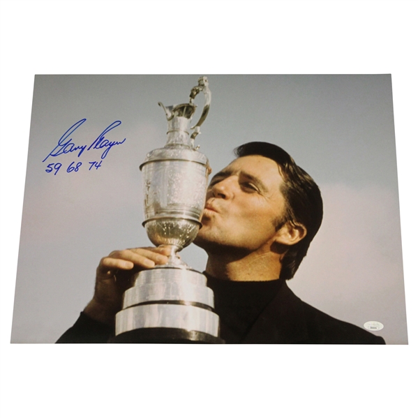 Gary Player Signed Claret Jug 16x20 Photo w/59 68 74 JSA #CB46495