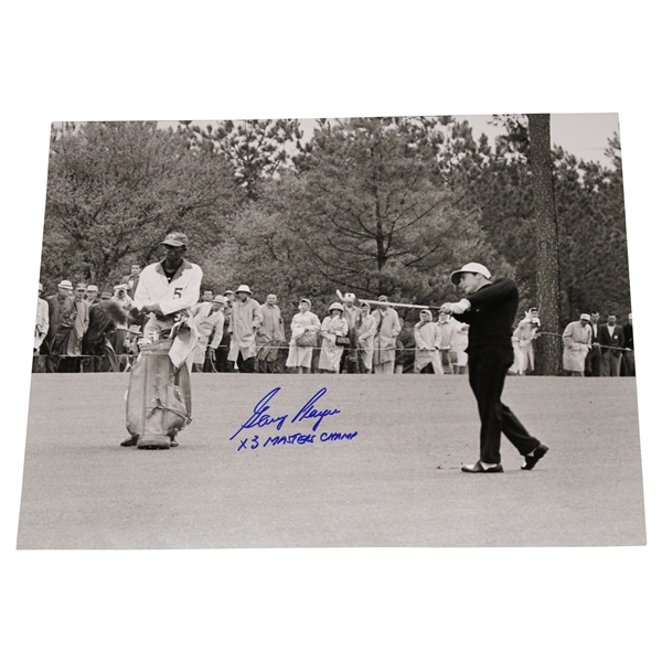 Gary Player Signed Back & White Post Swing 16x20 Photo w/X3 Masters Champ JSA ALOA