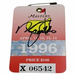 Nick Faldo Signed 1996 Masters Tournament SERIES Badge #X06542 JSA ALOA