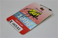 Nick Faldo Signed 1996 Masters Tournament SERIES Badge #X06542 JSA ALOA