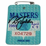 Nick Faldo Signed 1989 Masters Tournament SERIES Badge #X04729 JSA ALOA