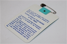 Nick Faldo Signed 1989 Masters Tournament SERIES Badge #X04729 JSA ALOA
