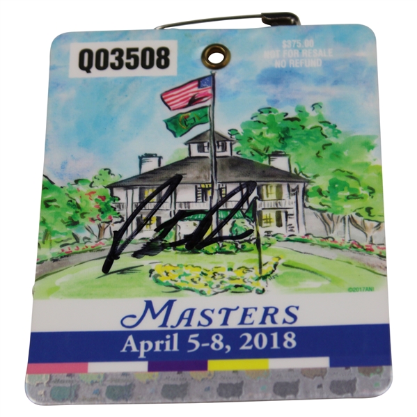 Patrick Reed Signed 2018 Masters Tournament SERIES Badge #Q03508 JSA ALOA