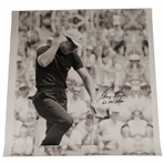 Gary Player Signed 1965 US Open B&W First Pump Image on 24x23 Canvas w/65 US Open JSA ALOA
