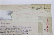 1926 Bobby Jones 'Defeated by Andrew Jamieson at the British Amateur' Important Photo