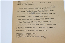 1940 Ben Hogan 'Leads Golf Tournament Despite Hurt Back' Great Photo