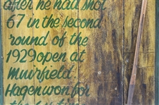 Henry Cotton Congratulates Walter Hagen '1929' Golf Open Wooden Presentation Board w/Display Iron