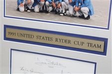 1991 Ryder Cup American Team Photo w/Trophy on Beach w/Flag - Framed