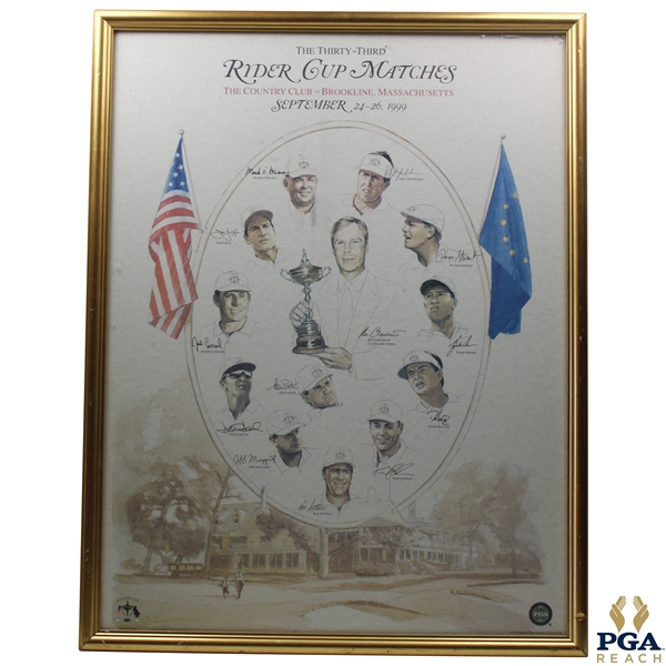 1999 Ryder Cup at Brookline Team USA Official Poster - Framed