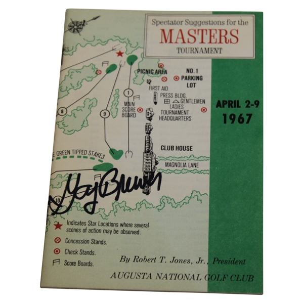 Gay Brewer Signed 1967 Masters Tournament Spectator Guide JSA ALOA