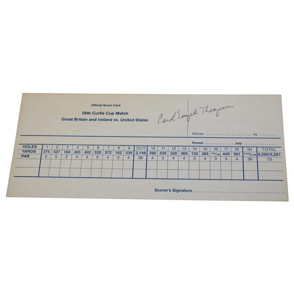 Carol Semple Thompson Signed 1994 Curtis Cup at The Honors Course Official Scorecard JSA ALOA