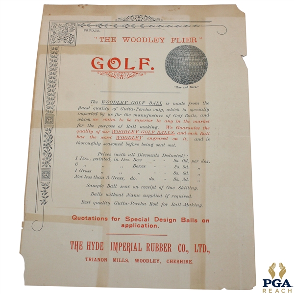 Hyde Imperial Rubber Co. Woodley Flier Golf Ball Advertisement Page