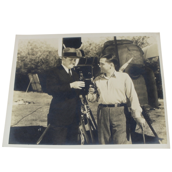c.1931 Bobby Jones Coca-Cola Bottle in Hand w/ Chairman Robert Woodruff Filming Movie Original Photo