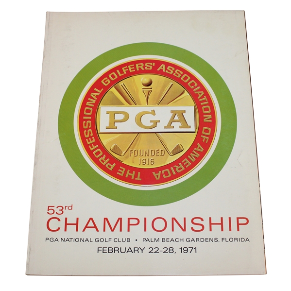 1971 PGA Championship at PGA National Official Program - Jack Nicklaus Winner