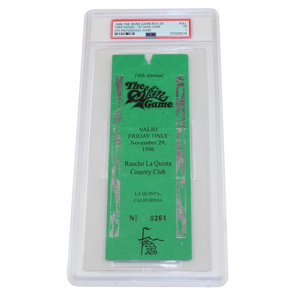 1996 The Skins Game-Full Full Tiger Woods - 1st Skins Game (9th Pro Event) PSA 1 Poor