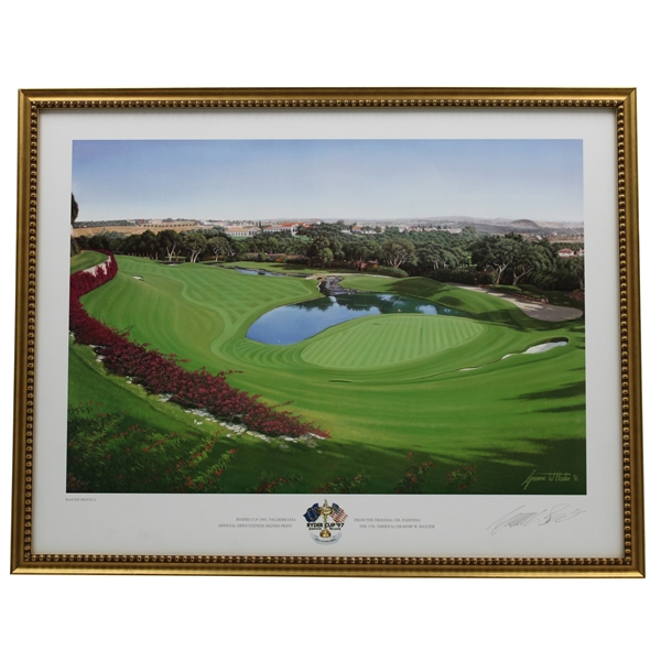 1996 Ryder Cup at Valderrama 17th Green Print Signed by Artist Graeme W. Baxter - Framed