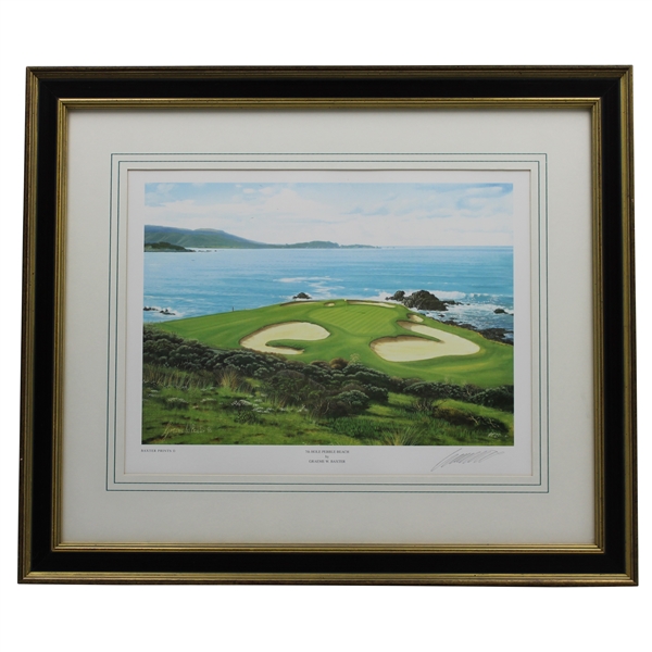1996 7th Hole Pebble Beach Print Signed by Artist Graeme W. Baxter - Framed