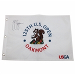 Champion JJ Spaun Signed 2025 US Open at Oakmont Embroidered Flag JSA ALOA