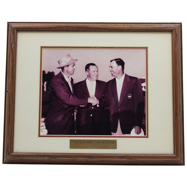 Snead, Jones & Hogan Shaking Hands 1952 Presentation Photo - Framed