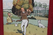 Post-Swing Golfer with Caddy & Dog Comic Golf Print by Harry Elliot - Framed