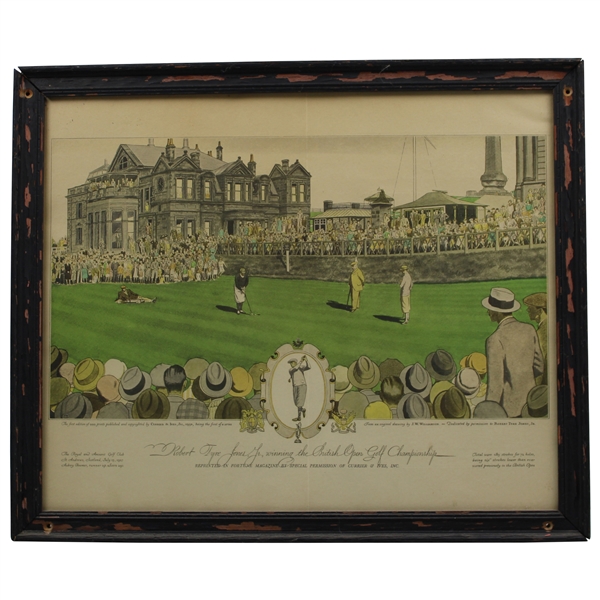 Bobby Jones Winning the British Open at St. Andrews Currier & Ives Print - Framed
