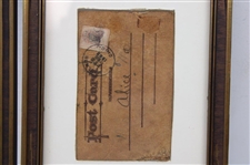 Original 1904 Leather Post Card in Rotating Frame Display - Signed Blanchester Golf
