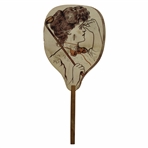 1904 Copyrighted Vintage Lady Golfer Themed Advertising Fan - The Sterling Co. on Reverse