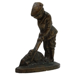 Bronze Late Victorian Era Golfer Lining Up a Putt Door Stop
