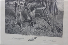'A Winter Evening' by Dendy Sadler Etched by James Dobie - Framed