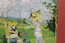 Tillie the Toiler' Comic strip w/Bubbles, Wally, Mac & Tillie Golfing Puzzle by Russ Westover- Framed