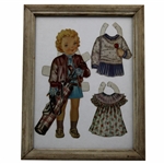 Young Lady Golfer & Golf Bag w/Clubs Interchangeable Attire Cutout - Framed