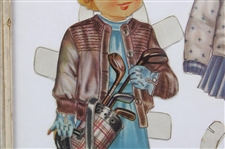Young Lady Golfer & Golf Bag w/Clubs Interchangeable Attire Cutout - Framed