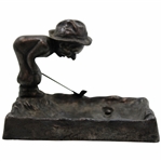 Vintage Golfer Looking Over Golf Ball in Trap Metal Ash Tray