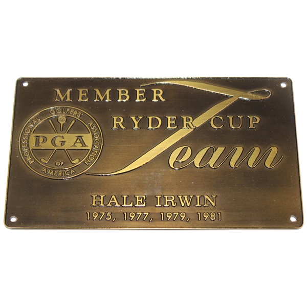Hale Irwins Personal 1981 Ryder Cup PGA of America Plaque