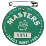 1962 Masters Tournament SERIES Badge #8081 - Arnold Palmer Winner