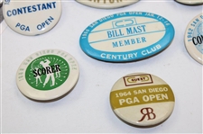 Five (5) Signed San Diego Open Winners Photos/Covers & Seven (7) San Diego Open Badges JSA ALOA