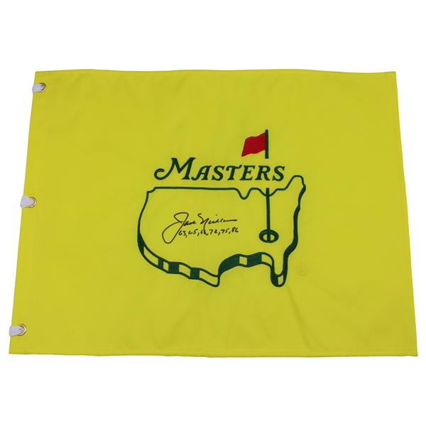 Jack Nicklaus Signed Undated Masters Embroidered Flag w/Years Won JSA ALOA