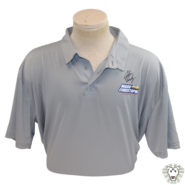 John Daly Signed Grey & Light Grey Striped Dignity Collared Shirt with Sponsors JSA ALOA