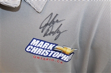 John Daly Signed Grey & Light Grey Striped Dignity Collared Shirt with Sponsors JSA ALOA