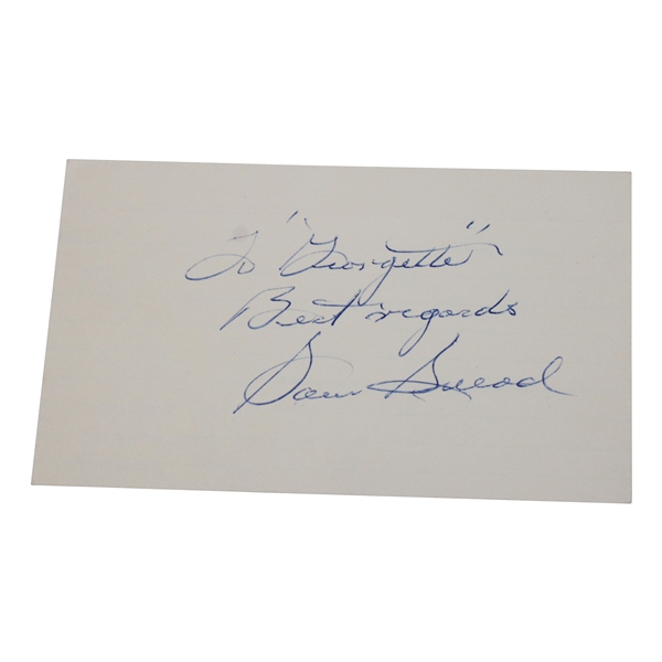 Sam Snead Signed Index Card JSA ALOA