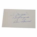 Sam Snead Signed Index Card JSA ALOA