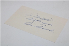 Sam Snead Signed Index Card JSA ALOA