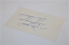 Sam Snead Signed Index Card JSA ALOA