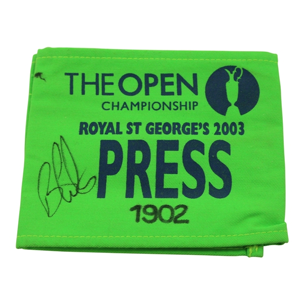 Champion Ben Curtis Signed 2003 Open Championship at Royal St. Georges Press Armband JSA ALOA