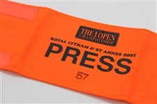 2001 Open Championship at Royal Lytham & St. Annes Press Armband - David Duval Winner