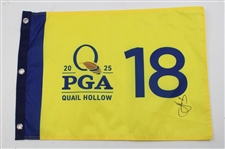 Spieth, Fowler, Smith & Cantlay Signed 2025 PGA Championship at Quail Hollow Flags JSA ALOA
