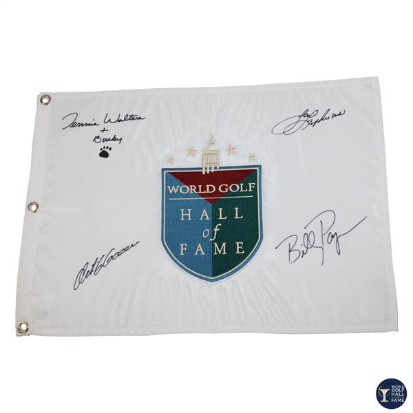 Goosen, Stephenson, Payne & Walters Signed World Golf Hall of Fame Flag JSA ALOA